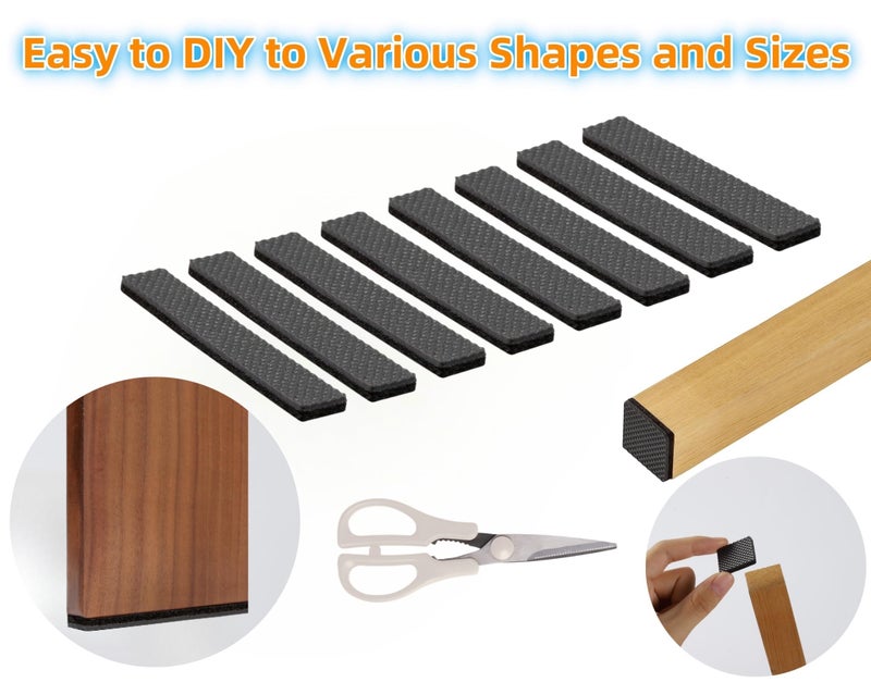 Furnigear Non Slip Furniture Pads 1/2"" x 3"" Rubber Strips Self Adhesive Furniture Grippers Chair Leg Pads Rubber Chair Feet Anti Scratches Non Skid Furniture Pad Floor Protectors, 40 Pcs Rectangle - Image 3